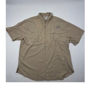 Outdoor Columbia PFG Tamiami II Fishing Shirt Mens XL Tan Short Sleeve Ripstop